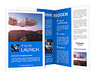 Spacecraft over the mountainous terrain of the planet. Brochure Template