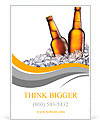 Two bottles of beer on ice. Isolated on white background. Ad Template