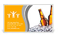 Two bottles of beer on ice. Isolated on white background. Business Card Template