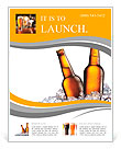 Two bottles of beer on ice. Isolated on white background. Flyer Template