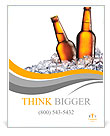 Two bottles of beer on ice. Isolated on white background. Poster Template