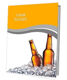 Two bottles of beer on ice. Isolated on white background. Presentation Folder
