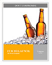 Two bottles of beer on ice. Isolated on white background. Word Template