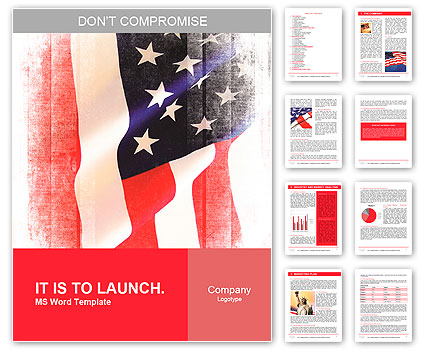 Flag of the USA (United States of America) Word Template