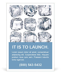 Cubes of ice on a white background. File contains the path to cut. Ad Template