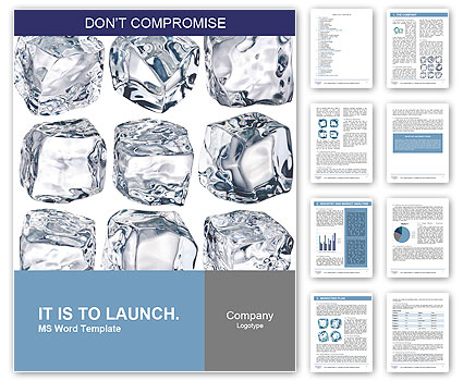 Cubes of ice on a white background. File contains the path to cut. Word Template