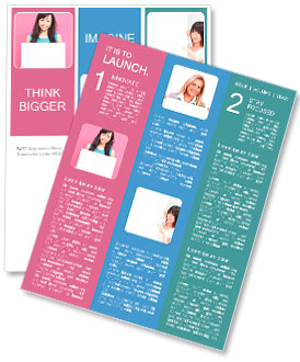 Smiling woman holding blank billboard. Newsletter Template