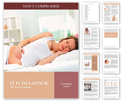 Photo of beautiful pregnant woman sleeping in bed Word Template