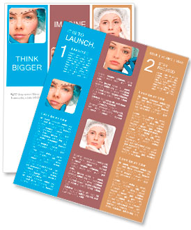 Beautiful young woman with perforation lines on her face before plastic surgery operation. Beauticia Newsletter Template