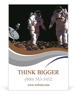 The astronaut on the background of the planet. Ad Template