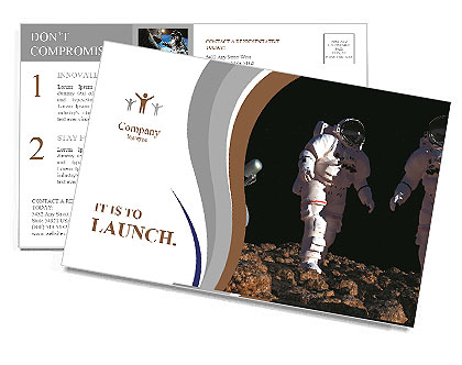 The astronaut on the background of the planet. Postcard Template