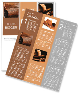 American West rodeo cowboy black felt hat with tools of the trade and authentic brown leather wester Newsletter Template