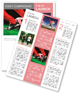 Soccer ball and feet on the football field Newsletter Template