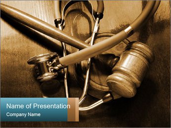 Gavel and stethoscope PowerPoint Template