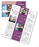 Suit-Wearing Businessman Holding A Tablet With Contact And World Map Display. Newsletter Template