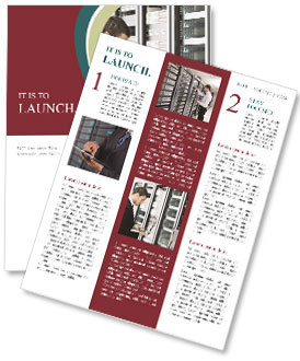 Modern Young Business Engineer With Sleek Aluminum Laptop In A Network Server Room Newsletter Template