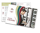 Modern Young Business Engineer With Sleek Aluminum Laptop In A Network Server Room Postcard Template