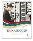 Modern Young Business Engineer With Sleek Aluminum Laptop In A Network Server Room Poster Template