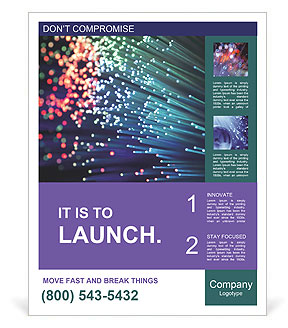 Dynamic Optical Fibers Flying In A Technologically Advanced Background Poster Template