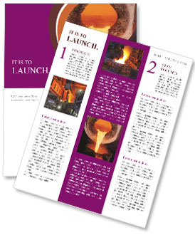 Open Hearth Metallurgical Plant: Pouring Liquid Metal In Workshop. Newsletter Template