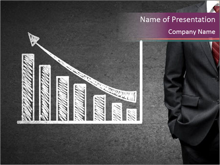 Concrete Wall With Man Standing Next To Growth Chart: A Visual Representation Of Progress. Google Slides Theme