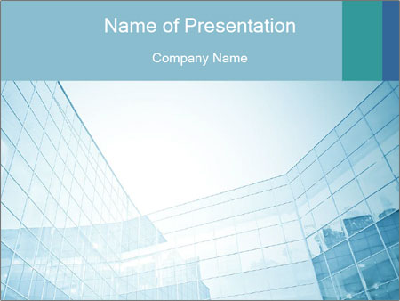 A blue glass building powerpoint presentation Google Slides Theme