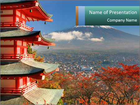 Chureito Pagoda Offers Stunning View Of Mt. Fuji From Behind Google Slides Theme