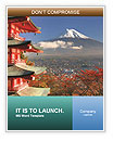 Chureito Pagoda Offers Stunning View Of Mt. Fuji From Behind Word Template