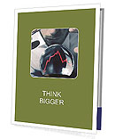 A man holding a glass ball with a red arrow on it Presentation Folder