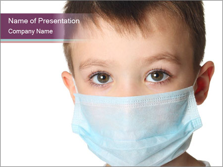 Isolated White Background Photo Of A 5-Year-Old Boy Wearing Healthcare Mask For Medical Purposes Google Slides Theme