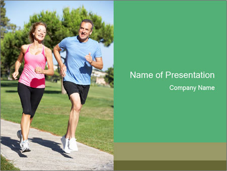 Elderly Couple Working Out Outdoors In The Park Google Slides Theme