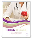 Hand Of Female Doctor Holding A Red Apple In Close-Up View. Poster Template