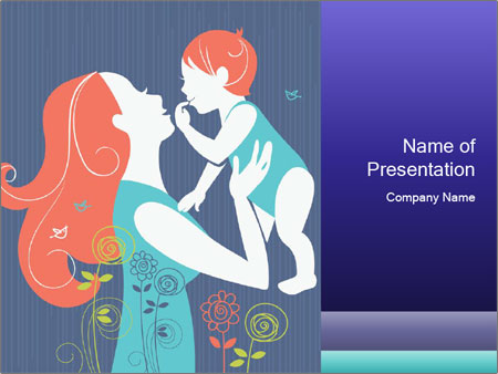 Happy Mother's Day Card With Floral Background Featuring Mother And Baby Silhouette Google Slides Theme