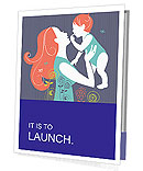 Happy Mother's Day Card With Floral Background Featuring Mother And Baby Silhouette Presentation Folder