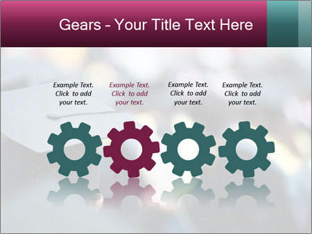 A graduation cap in front of a crowd of people Google Slides Theme - Slide 48