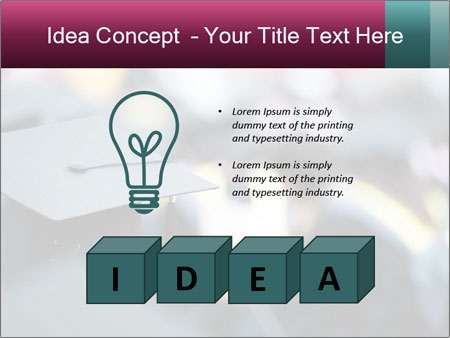 A graduation cap in front of a crowd of people Google Slides Theme - Slide 80