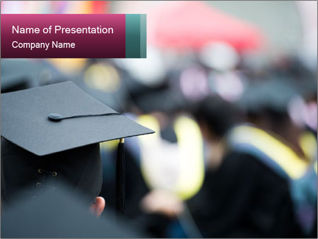 A graduation cap in front of a crowd of people Google Slides Theme