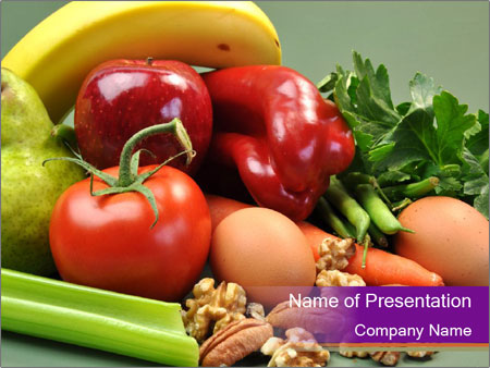 Wholesome Organic Foods For A Healthy Diet Or Slimming Resolution - Includes Pear, Apple, Tomato, Eggs, N Google Slides Theme