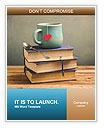 Antique Books And Heart-Shaped Cup On Wooden Table: A Nostalgic Display Of Vintage Charm. Word Template