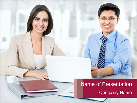 Office Workers Using Laptops For Business Purposes Google Slides Theme