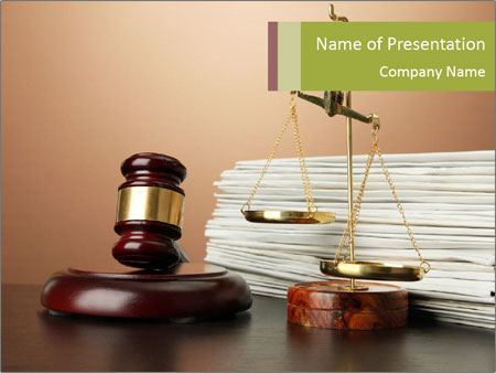 Brown Background With Gavel, Folders, And Golden Scales Of Justice - Legal Concept Image Google Slides Theme