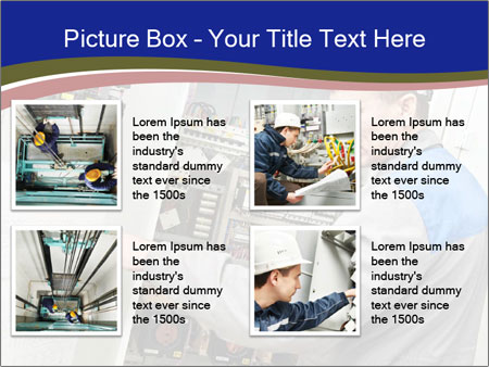 Inspecting High Voltage Power Electric Line Distribution Fuseboard: An Electrician Builder At Work Checking Wires With Drawings. Google Slides Theme - Slide 14