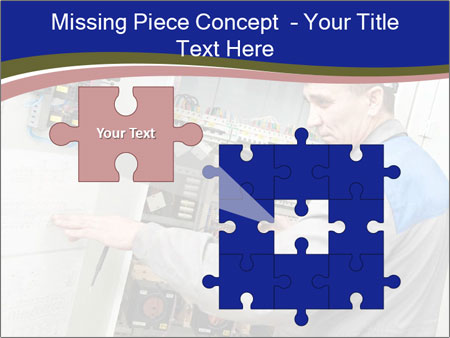 Inspecting High Voltage Power Electric Line Distribution Fuseboard: An Electrician Builder At Work Checking Wires With Drawings. Google Slides Theme - Slide 45