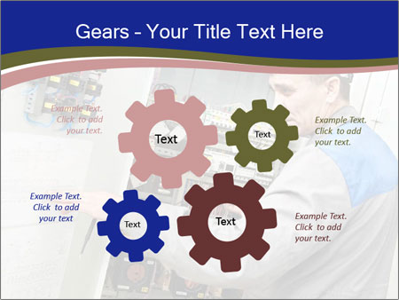Inspecting High Voltage Power Electric Line Distribution Fuseboard: An Electrician Builder At Work Checking Wires With Drawings. Google Slides Theme - Slide 47