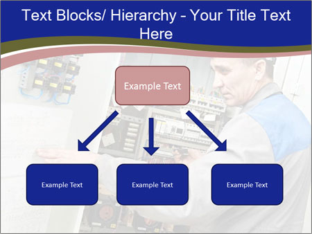 Inspecting High Voltage Power Electric Line Distribution Fuseboard: An Electrician Builder At Work Checking Wires With Drawings. Google Slides Theme - Slide 69