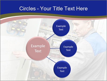 Inspecting High Voltage Power Electric Line Distribution Fuseboard: An Electrician Builder At Work Checking Wires With Drawings. Google Slides Theme - Slide 79