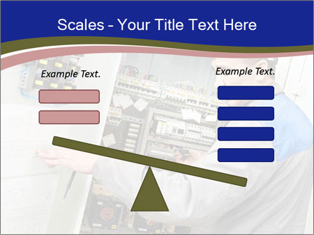 Inspecting High Voltage Power Electric Line Distribution Fuseboard: An Electrician Builder At Work Checking Wires With Drawings. Google Slides Theme - Slide 89