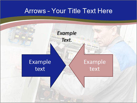 Inspecting High Voltage Power Electric Line Distribution Fuseboard: An Electrician Builder At Work Checking Wires With Drawings. Google Slides Theme - Slide 90