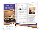 Brown Background With Gavel, Golden Scales Of Justice, And Books: A Legal-Themed Image. Brochure Template