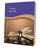 Brown Background With Gavel, Golden Scales Of Justice, And Books: A Legal-Themed Image. Presentation Folder